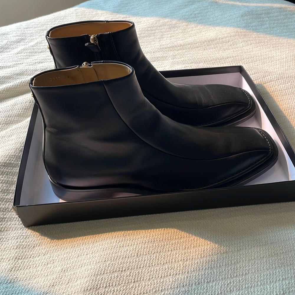 Black Versace leather dress boots